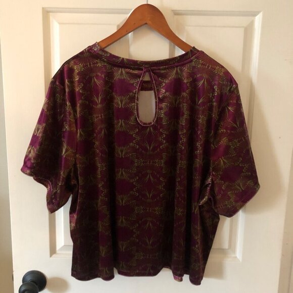 NWT Women's Plus Size 2X Savage X Fenty Velvet Pop Over Top Short Sleeve Loungew - Picture 5 of 12